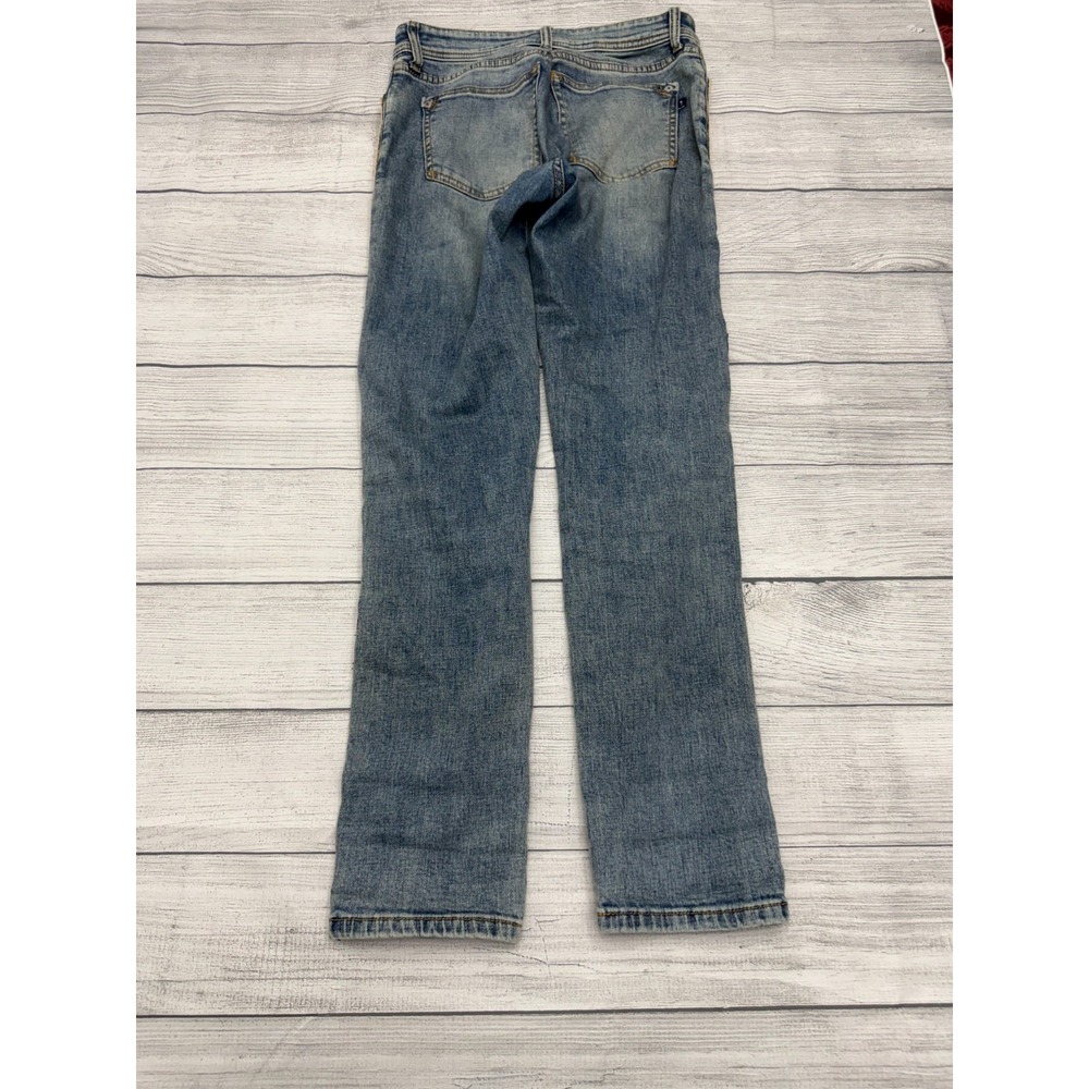 Pilcro Anthropologie Boyfriend Crop Jeans 27 Blue Embellished Boho Slim Fit - Picture 3 of 13